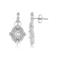 Cavill Ohrringe Damen Silber 2,17Ct WeißEr Saphir Oval Elegant Schmuck
