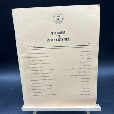 Studies In Intelligence Central Intelligence Agency Vol. 36, No. 5 1992 RARE