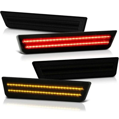 4X Pour Dodge Challenger 08-14 Feu de Position Latéral LED Avant et Arrière Fumé - Photo 1/4