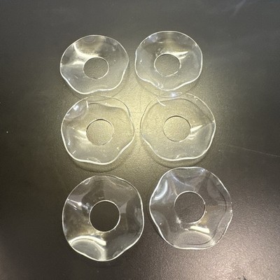 Vintage Set of 6 Glass Wavy Bobeche Wax Drip Catcher Candle Rings 2 5/8'' 
