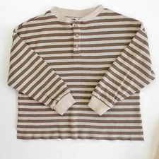 Rylee + Cru Womens Waffle Knit Long Sleeve Henley Top Size 10-12 Years