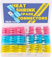 160Pcs Heat Shrink Spade Connectors,Awg 22-10 Female and Male Wire Connectors,Qu