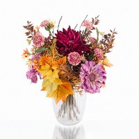 Artplants Kunst Herbststrauß Kalena, Chrysantheme, Orange, 70Cm, Ø45Cm