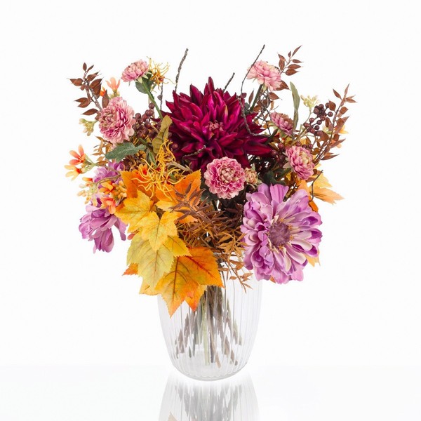 Artplants Kunst Herbststrauß Kalena, Chrysantheme, Orange, 70Cm, Ø45Cm-image