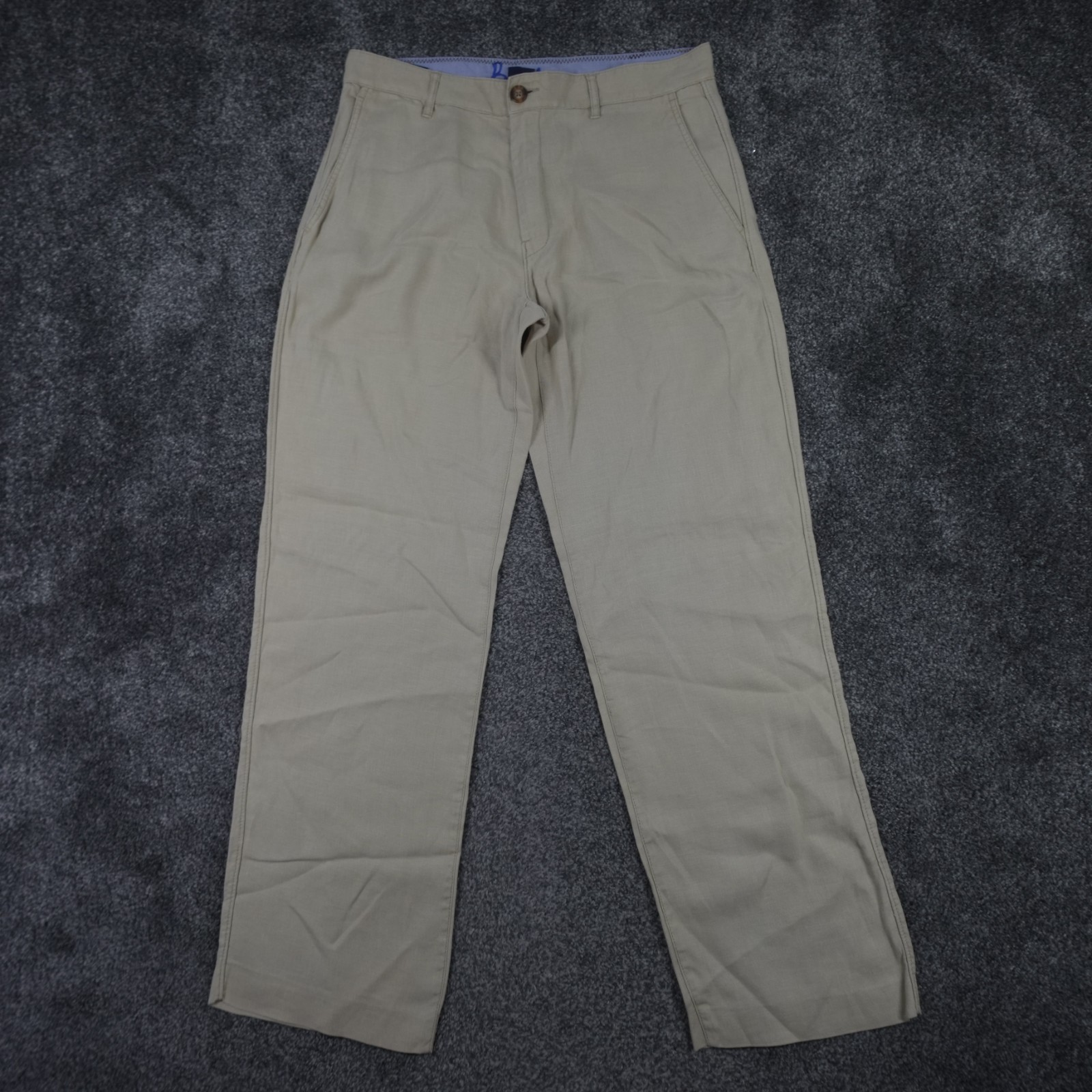 Boden Men's Beige Linen Trousers Size 34 W34 L32 Summer Breathable