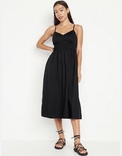 Old Navy Black Waist Defined Cami Midi Dress Size Petite XS NWT RT$40