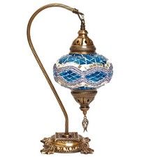 Anatolian Glow Handmade Turkish Mosaic Table Glass Swan Neck Bedside Light
