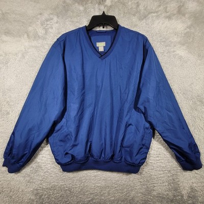 IZOD Golf Windbreaker Jacket Mens Medium Blue Pockets Pullover