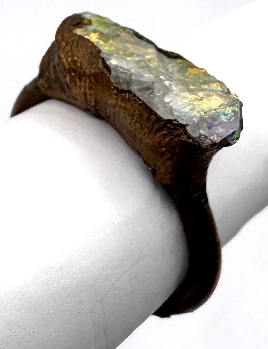 Electroformed Copper Ring Labradorite Crystal Rin… - image 2