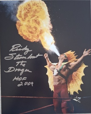 Ricky The Dragon Steamboat WWF Signed 8x10 Pic HOF 2009 Autograph
