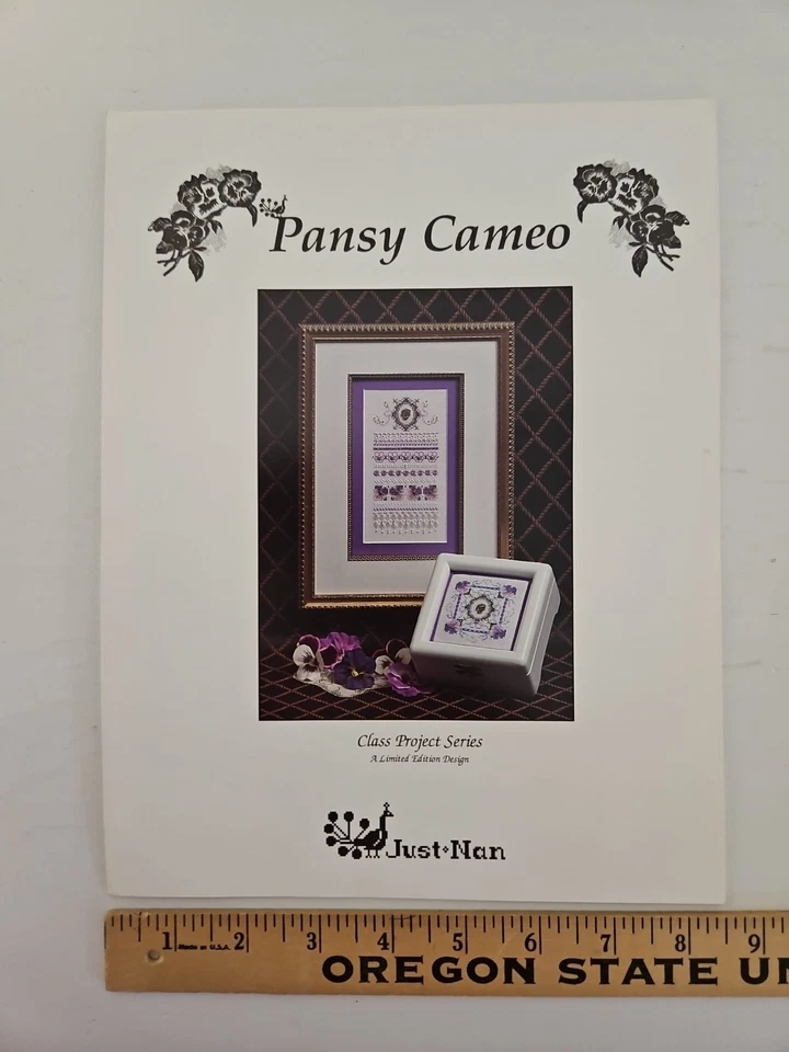 Just Nan PANSY CAMEO Cross Stitch Pattern LIMITED EDITION CLASS PROJECT SERIES  - Image 2 of 4