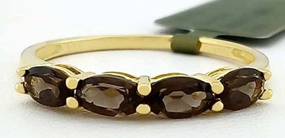 ECHTER 0,84 kt RAUCHTOPAS RING MASSIV 10 K GOLD - kostenlose Zertifikat Bewertung