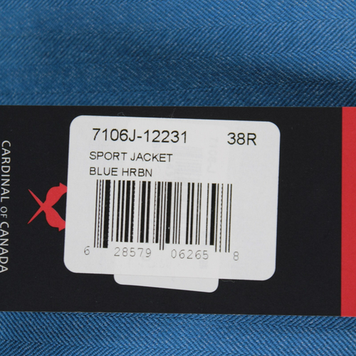 Cappotto sportivo Cardinal of Canada nuovo con etichette lana/seta taglia 38R US a spina di pesce blu - Foto 12 di 12