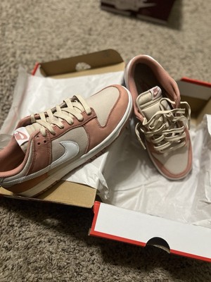 brown dunks with pink laces