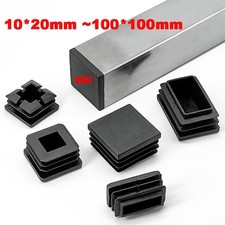 Black Square Plastic Blanking End Caps Tube Pipe Inserts Plugs Bung Chair Feets