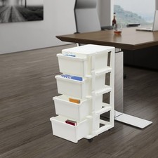 4-Drawer Organizer Movable File Drawer Organizer Document Storage Box W/ Pulley