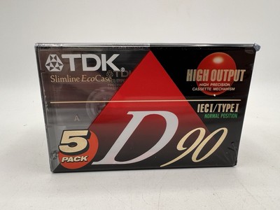 5 Blank Audio Cassette Tapes TDK High Output D90 Brand New IECI Type I Sealed