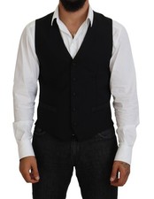 Dolce & Gabbana Dark Gray Virgin Wool Waistcoat Formal Men's Vest