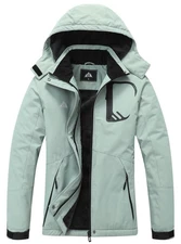 MOERDENG Women's Grey Winter Ski Jacket Pea Green Large