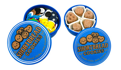 Cookie Tin Fidget Clickers Bundle - Shortbread Cookie & Sewing Supplies Version