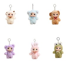 Lovely Resin Standing Doll Keychain Soft Fabric Plush Keyring For Keys Or Bags
