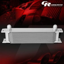 ALUMINUM 10-ROW 10AN TRANSMISSION/ENGINE PERFORMANCE OIL COOLER RADIATOR SILVER