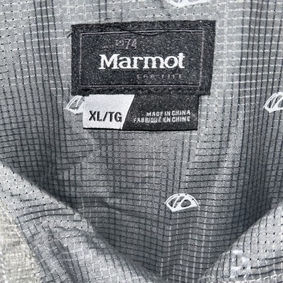 marmot shirt button up tent short sleeve gray mens xl
