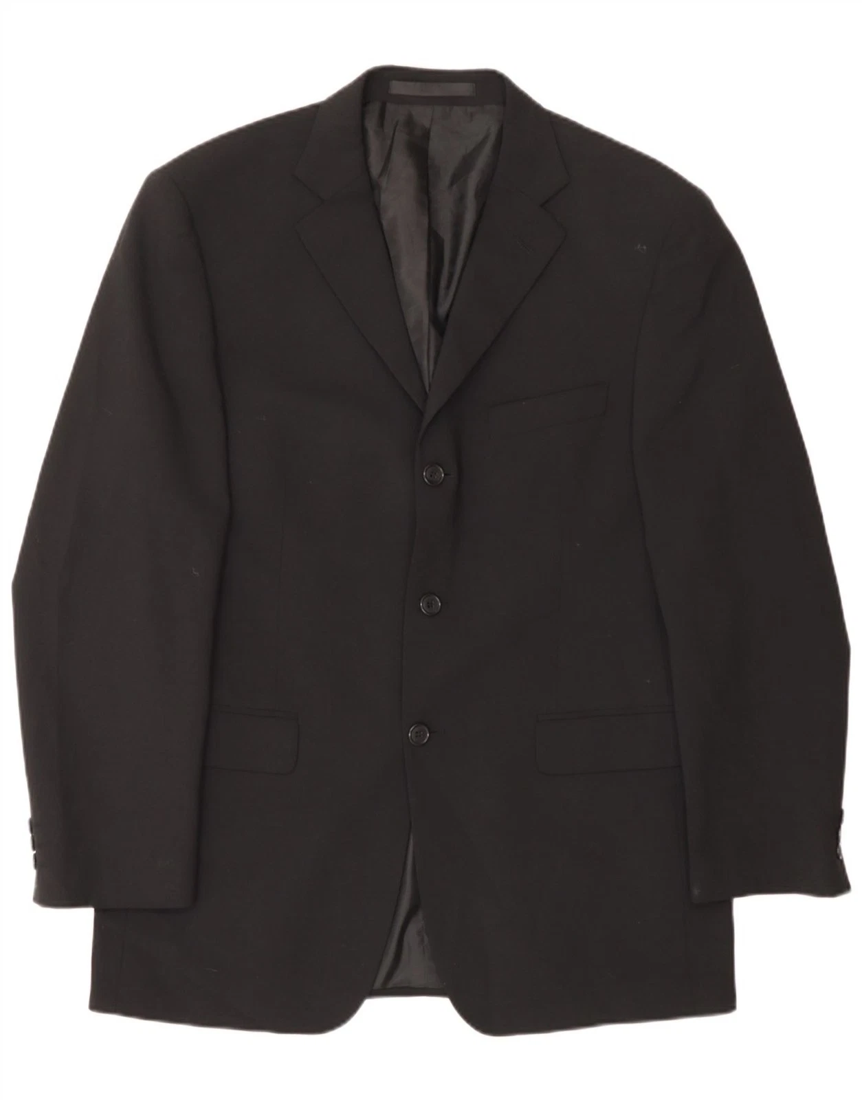 Marks & Spencer Mens 3 Button Blazer Jacket UK 40 Medium Black Polyester AC19
