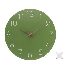 12 Inch Wall Clock, Battery Operated Non-Ticking Round Wall Clocks, Olive Green