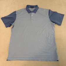 Peter Millar Crown Crafted Polo XL Blue Striped Short Sleeve Performance Golf