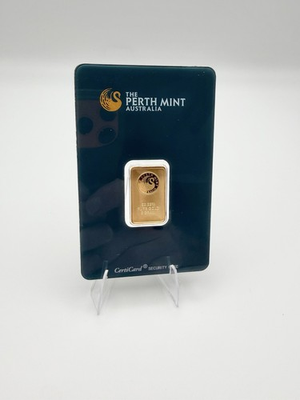 #ad 5 Gram Gold Bar Perth Mint Australia Pure 999.9 Fine Gold Bullion In Assay $849.99