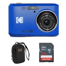 Kodak PIXPRO FZ45 Friendly Zoom 16MP Full HD Digital Camera, Blue, Bundle with 3
