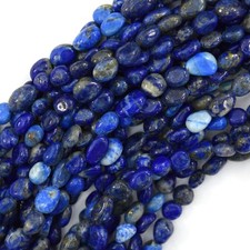 6mm - 8mm natural blue lapis lazuli pebble nugget beads 15.5" strand