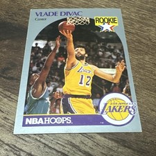 1990 NBA Hoops #154 Vlade Divac RC Los Angeles Lakers Vintage Rookie Card. rookie card picture