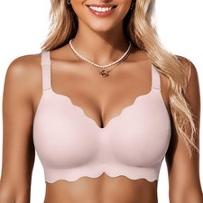 Jelly Bras for Women No Underwire Scalloped Push up Wireless Bralettes Seamless