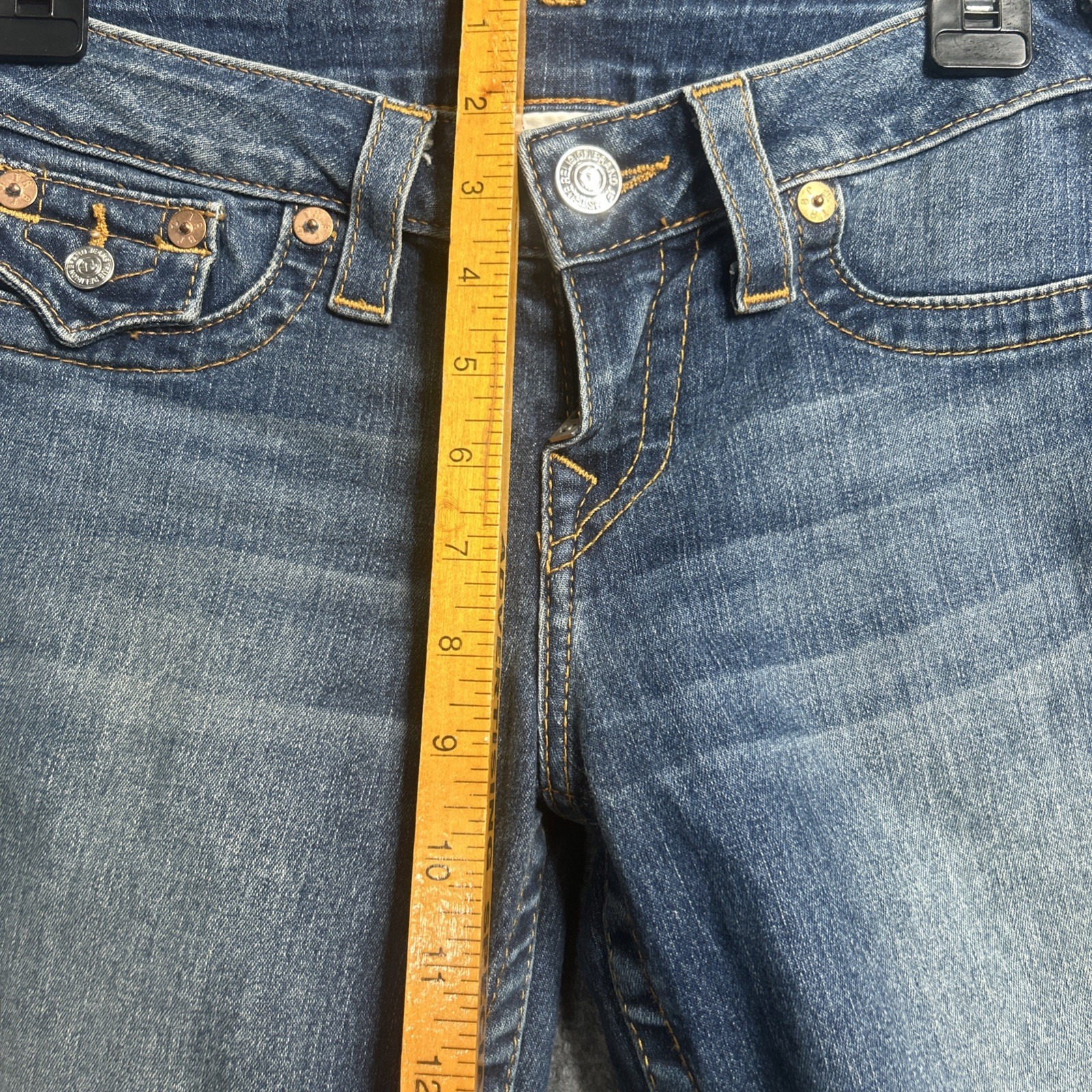 True Religion Brand Women’s Hi Rise Legging Jeans Size 26 Blue Inseam: 29 In EUC thumbnail 9