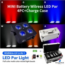 4/DJ Led Par Light 4x18W RGBWAUV Battery Powered Wireless Wifi IR4 LED Uplights