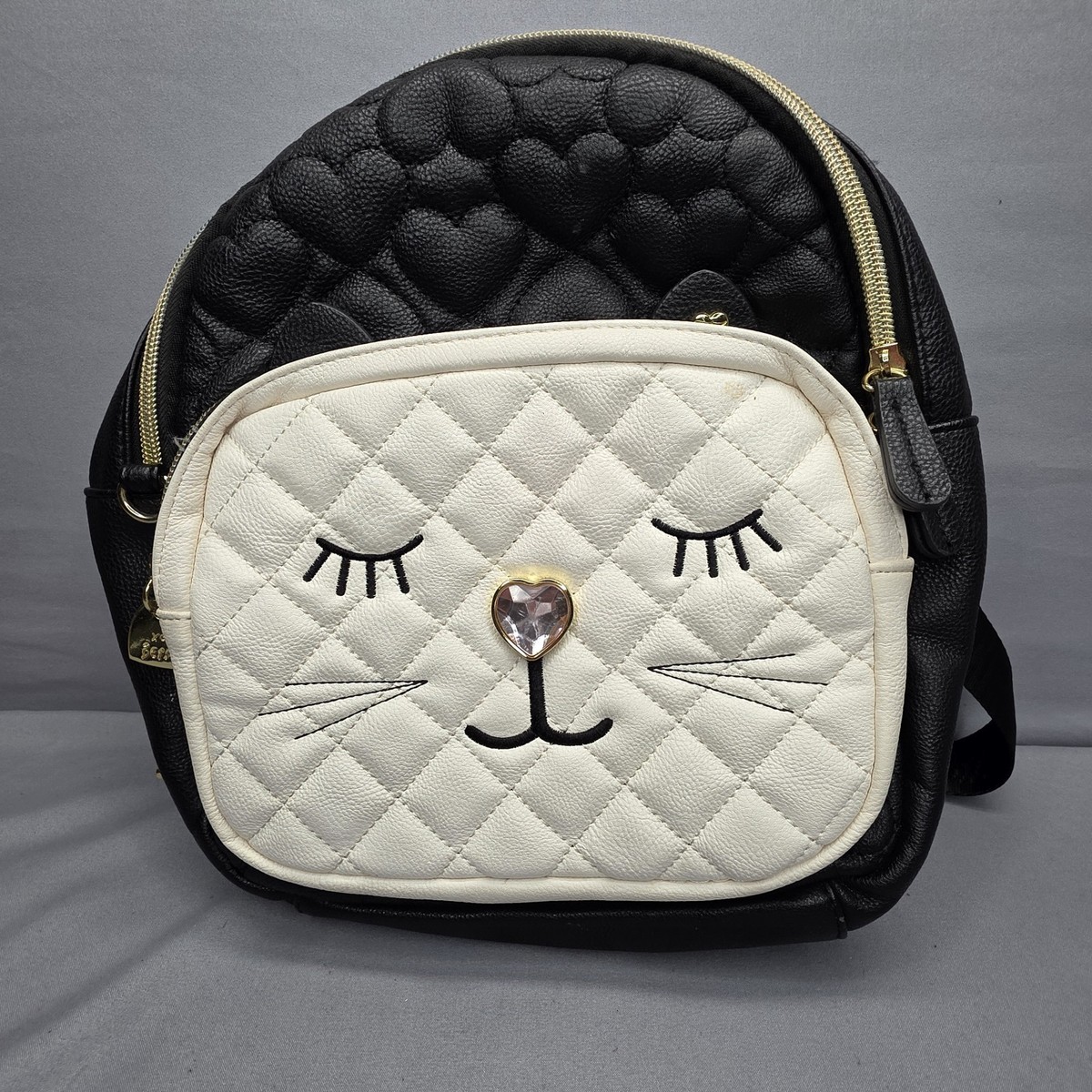 betsey johnson mini backpack macys BETSEY JOHNSON Black Mini Backpack With Floral Design Pre Owned