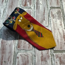 VintageHallmark Yule Tie Greeting USA Made Christmas Reindeer Lights Tie Necktie