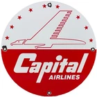 VINTAGE CAPITAL AIRLINES PORCELAIN SIGN AIRPORT AVIATION GAS OIL GREAT LAKES