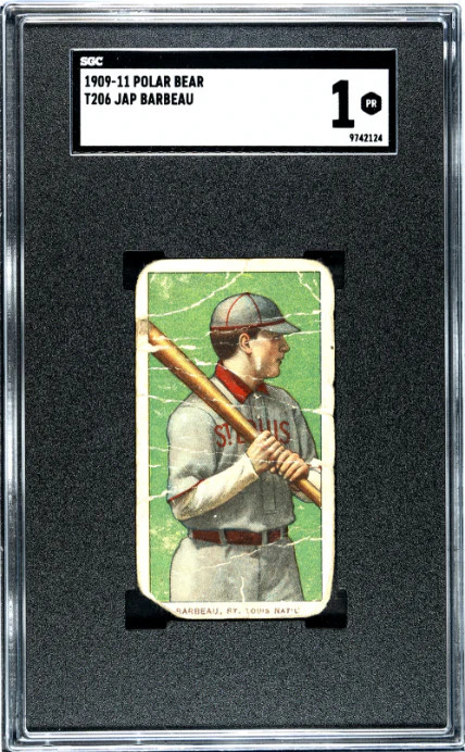 1909 T206 JAP BARBEAU NNO POOR POLAR BEAR SGC 1 BASEBALL ST. LOUIS CARDINALS
