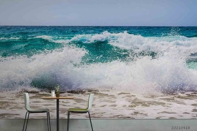 3D Seas Waves Landscape Wall Murals Wallpaper Murals Wall Sticker