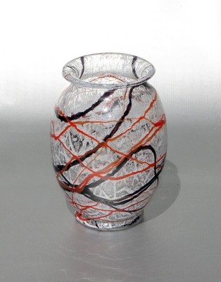 Lötz Klostermühle Schaumglas Vase mit Fadenauflage, H. ~14,5cm, ~660g, ~Art Déco