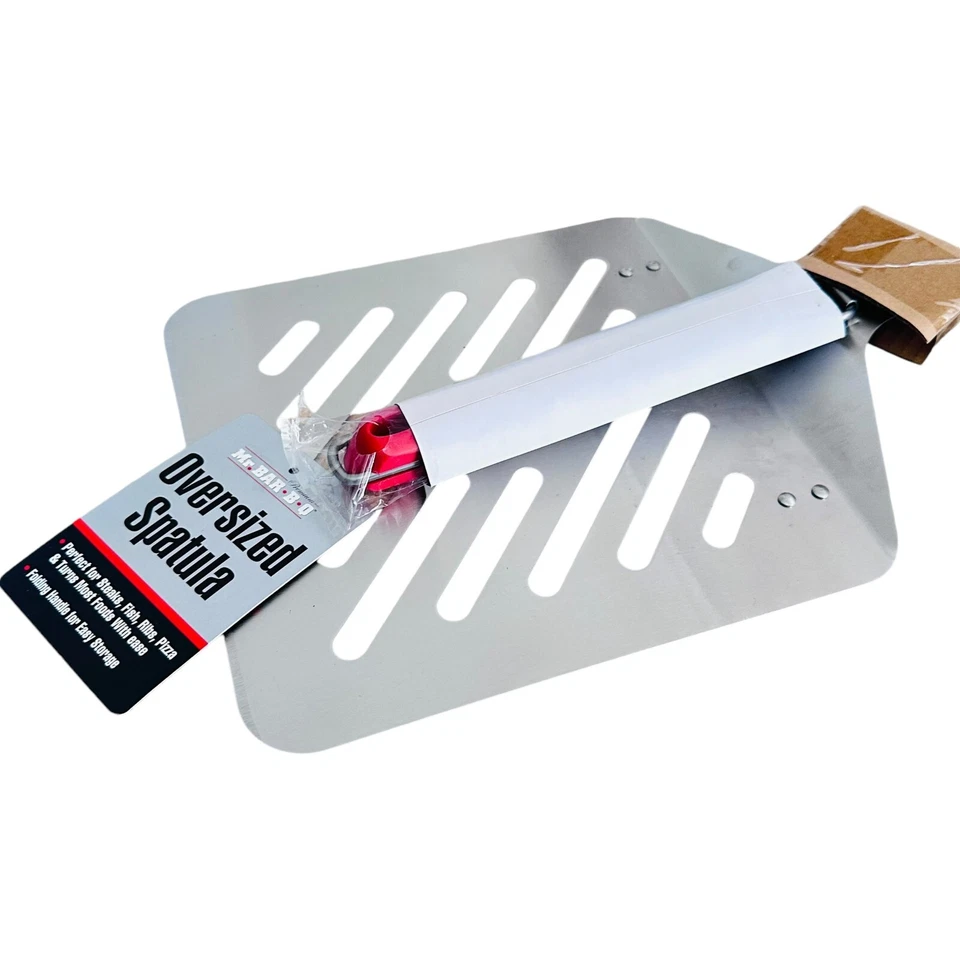 Espátula grande de aço inoxidável original MR. BAR-B-Q com cabo vermelho dobrável - Imagem 2 de 4