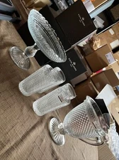 Vista Alegre Bicos Clear Pitcher Fruit Dish & 4 Water Glasses