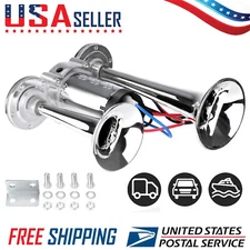 12V Super Loud Dual Trumpet Train Air Horn Compressor Kit For Trucks Car Boats