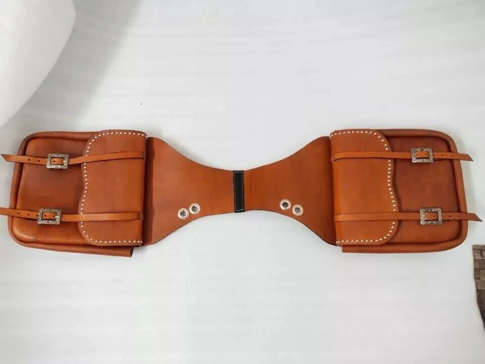 Sac de selle Western Trail Horse Classic en cuir véritable. - Photo 3/4