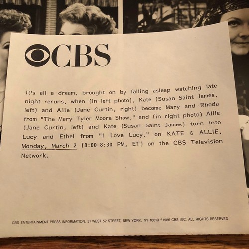 1987 CBC PRESS RELEASE PHOTO - KATE & ALLIE - SUSAN SAINT JAMES & JANE CURTAIN ! - Picture 2 of 3