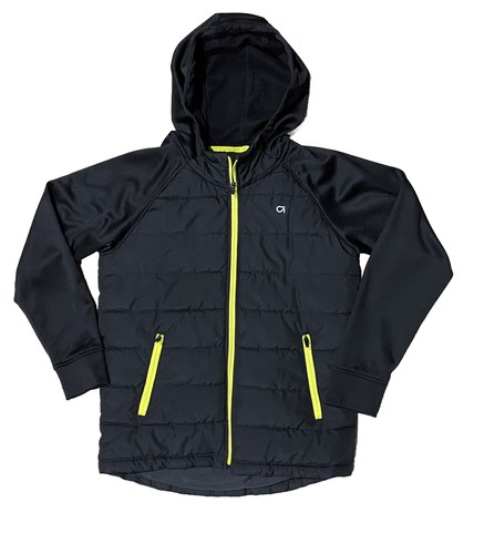 Gap Fit Puffer Jacket Thumbholes Hooded Black Full Zip Pockets Youth Size XL - Picture 9 of 14