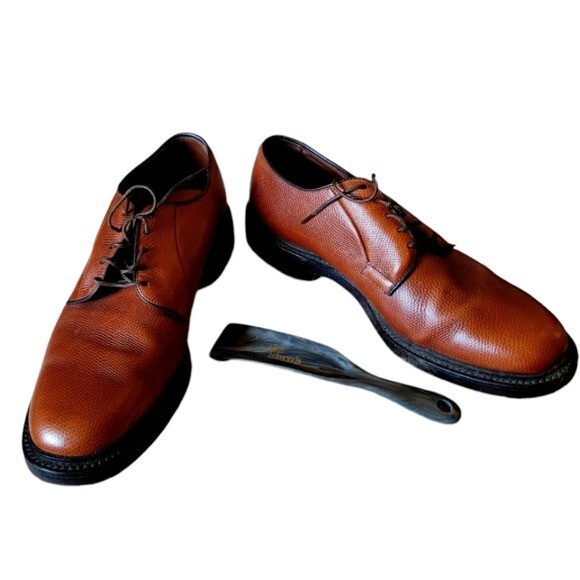 SAOLA Scarpe eleganti derby Allen Edmonds Leeds con lacci marroni in pelle a grana di ciottoli taglia 7D